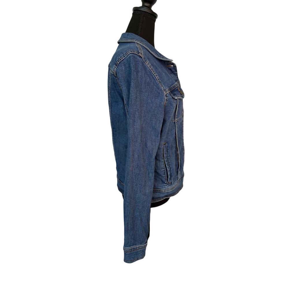 1901 Denim Jacket Women’s XL Blue Medium Wash Stretch Trucker Button Front - Picture 3 of 7